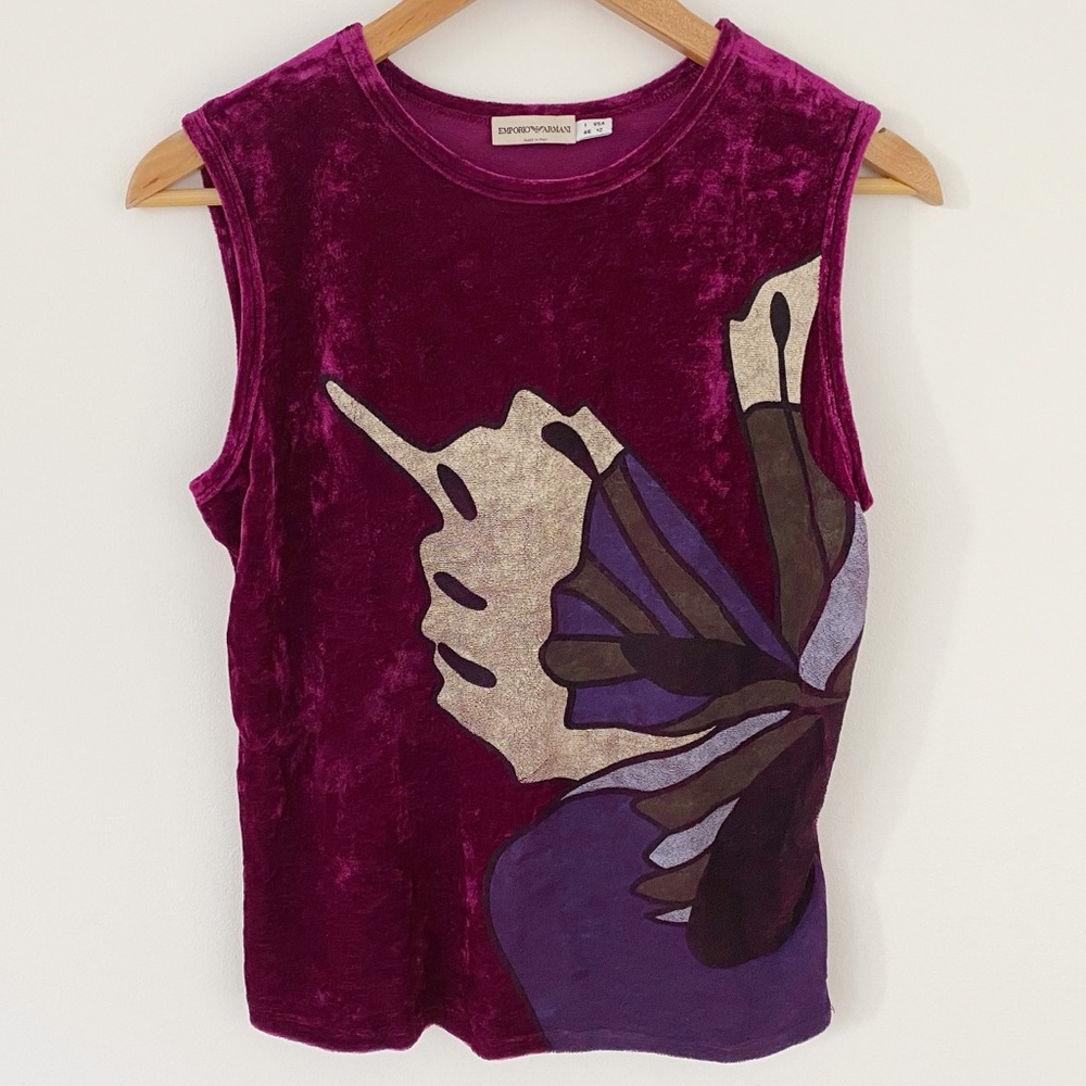 Vintage Velvet Emporio Armani Velvet Printed Tank Top